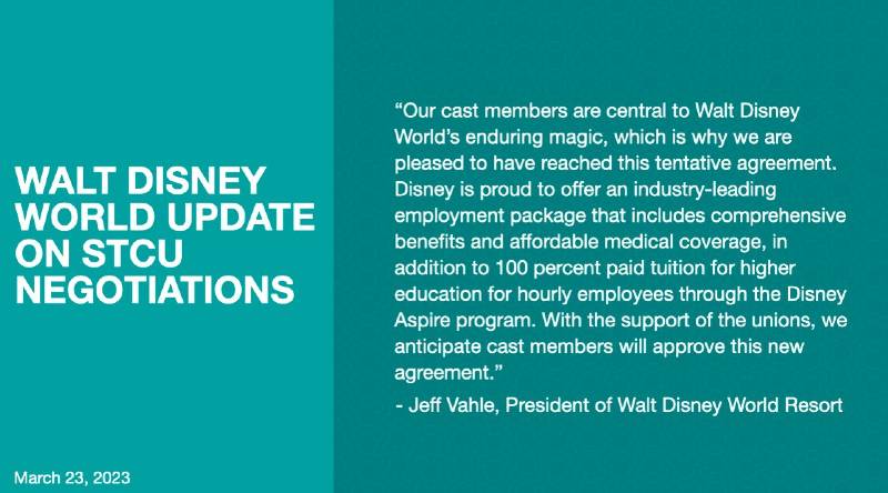 Jeff Vahle, presidente do Walt Disney World Resort, responde a tentativa de contrato sindical