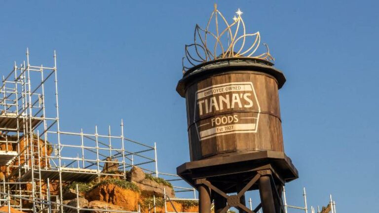 Walt Disney World instala torre de água com coroa de tiara no 'Tiana's Bayou Adventure'