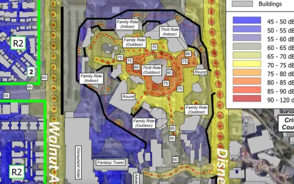 Metade de um mapa em um relatório ambiental sobre uma potencial expansão da Disneylândia através do DisneylandForward