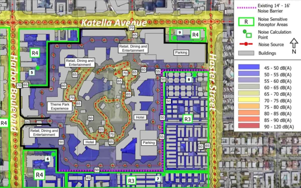 Um mapa especulativo para um novo distrito comercial ou parque temático para o Disneyland Resort DisneylandForward