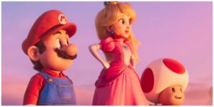 mario, princess peach, and toad in the super mario bros movie