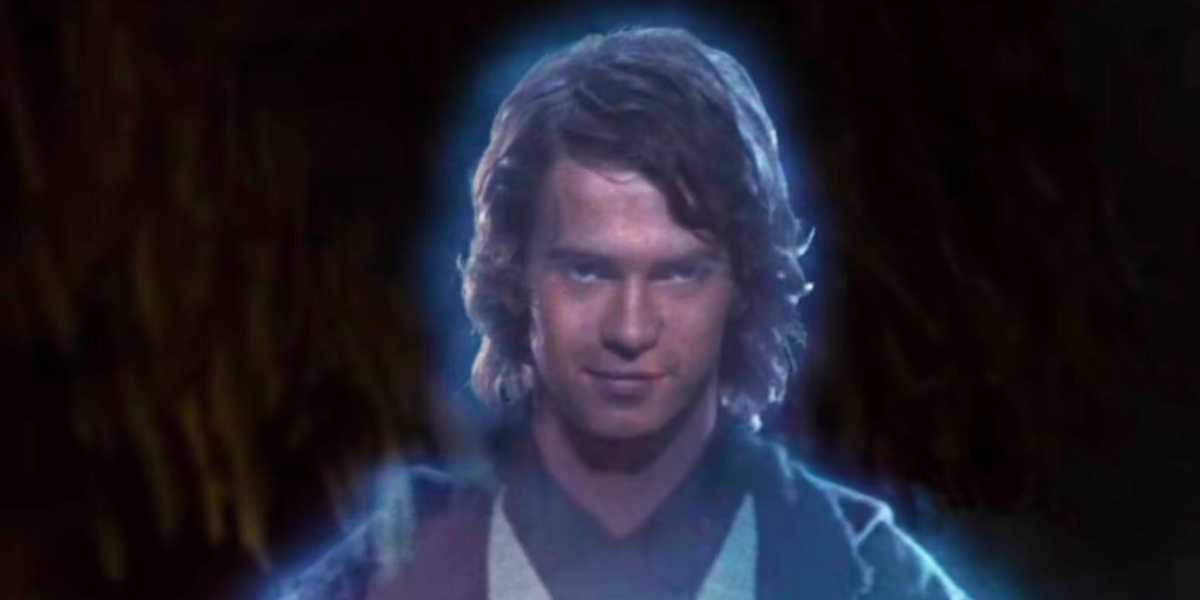Anakin Skywalker (Hayden Christensen) como um fantasma da Força em 'O Retorno de Jedi'