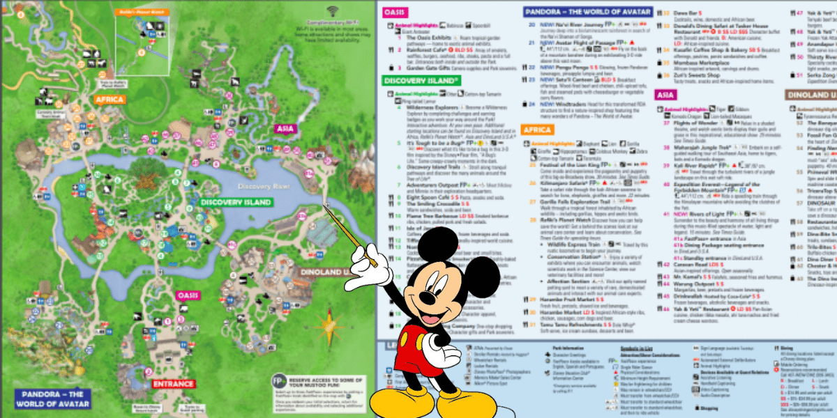 May e Key do Animal Kingdom Park com Mickey apontando