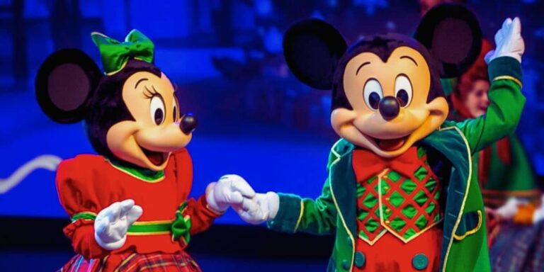 Mickey and Minnie dressed in Holiday garbs during the Holiday season at the Disney Parks