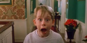 Kevin McCallister (Macaulay Culkin) doing the iconic scream in 'Home Alone'