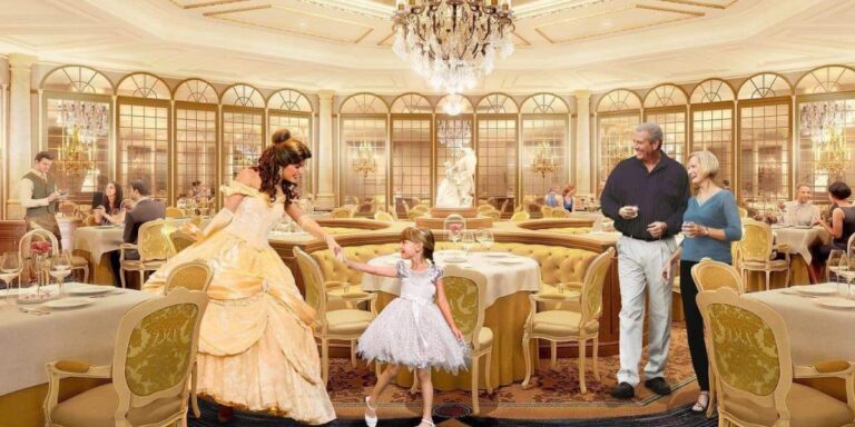 Belle at the new restaurant in Disneyland Hotel
