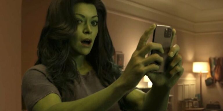 She-Hulk taking a photo with her phone